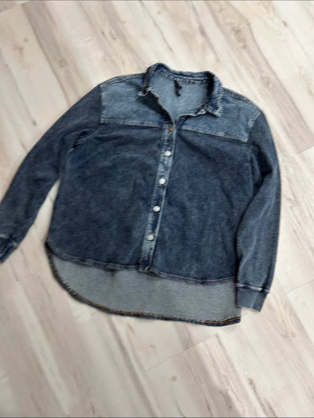 Women’s Dark Wash Denim Button-Up Shirt Jacket - Blue